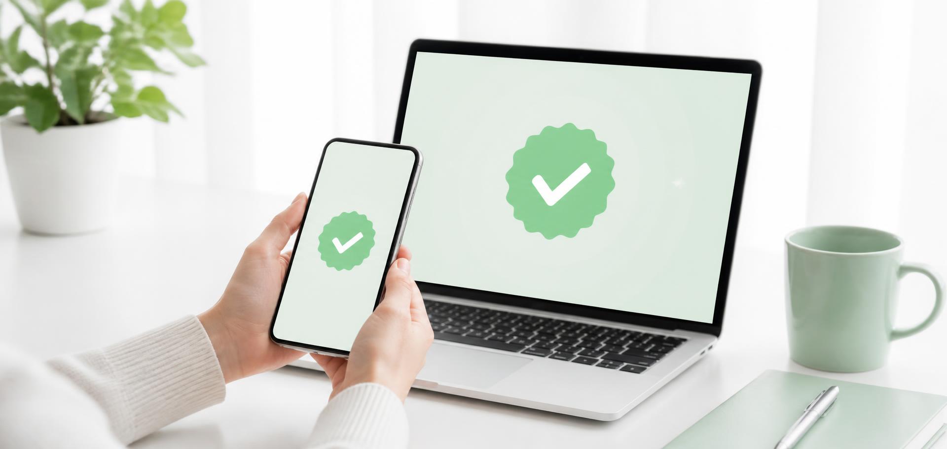 Verified partner badge on a laptop